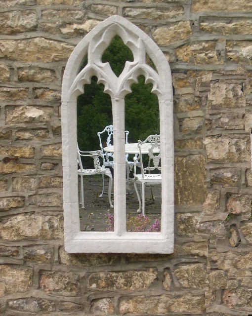 Miroir Fenêtre Gothique Double Ornements pour l'Extérieur